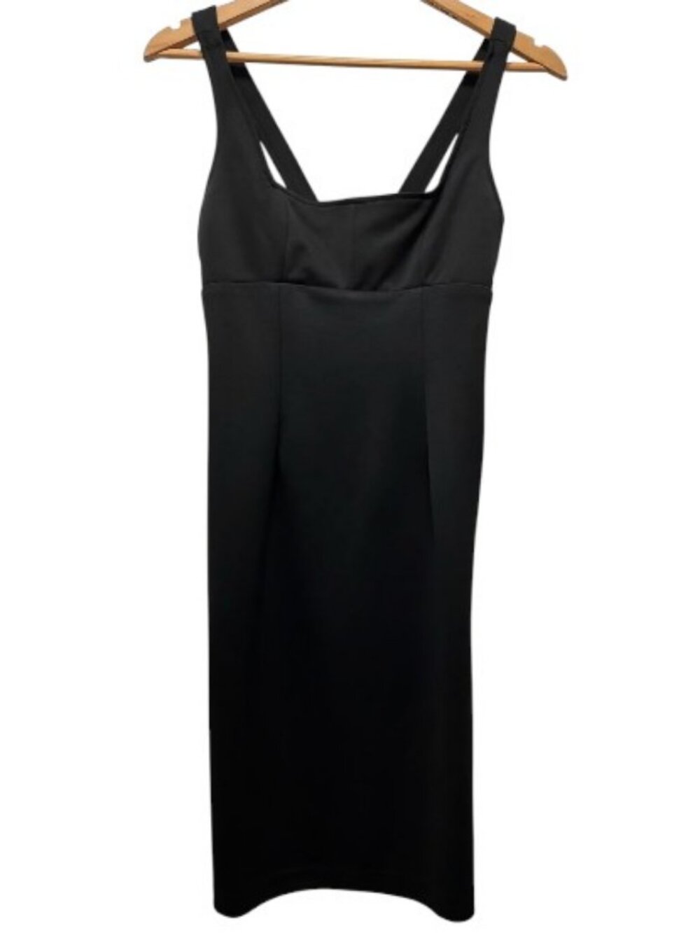Hugo Buscati sleeveless square neck bodycon midi dress black women's size S